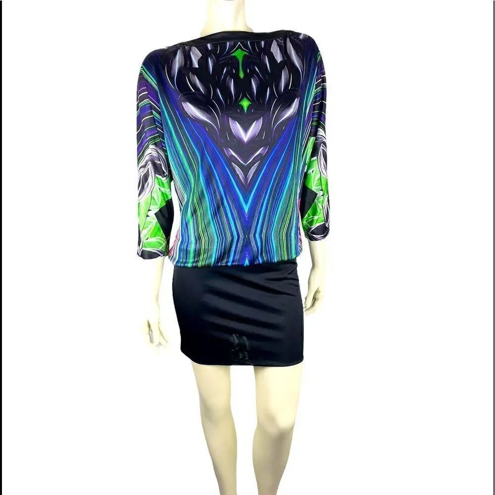 NWT Custo Barcelona Multicolored Lipgloss Mini with Batwing Sleeves Size Medium - Picture 11 of 15